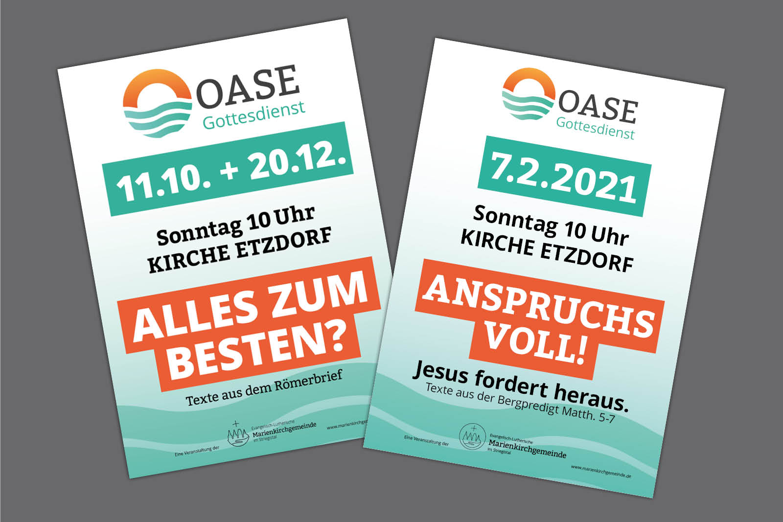 Plakate für Gottesdienstreihe "OASE" Marienkirchgemeinde
