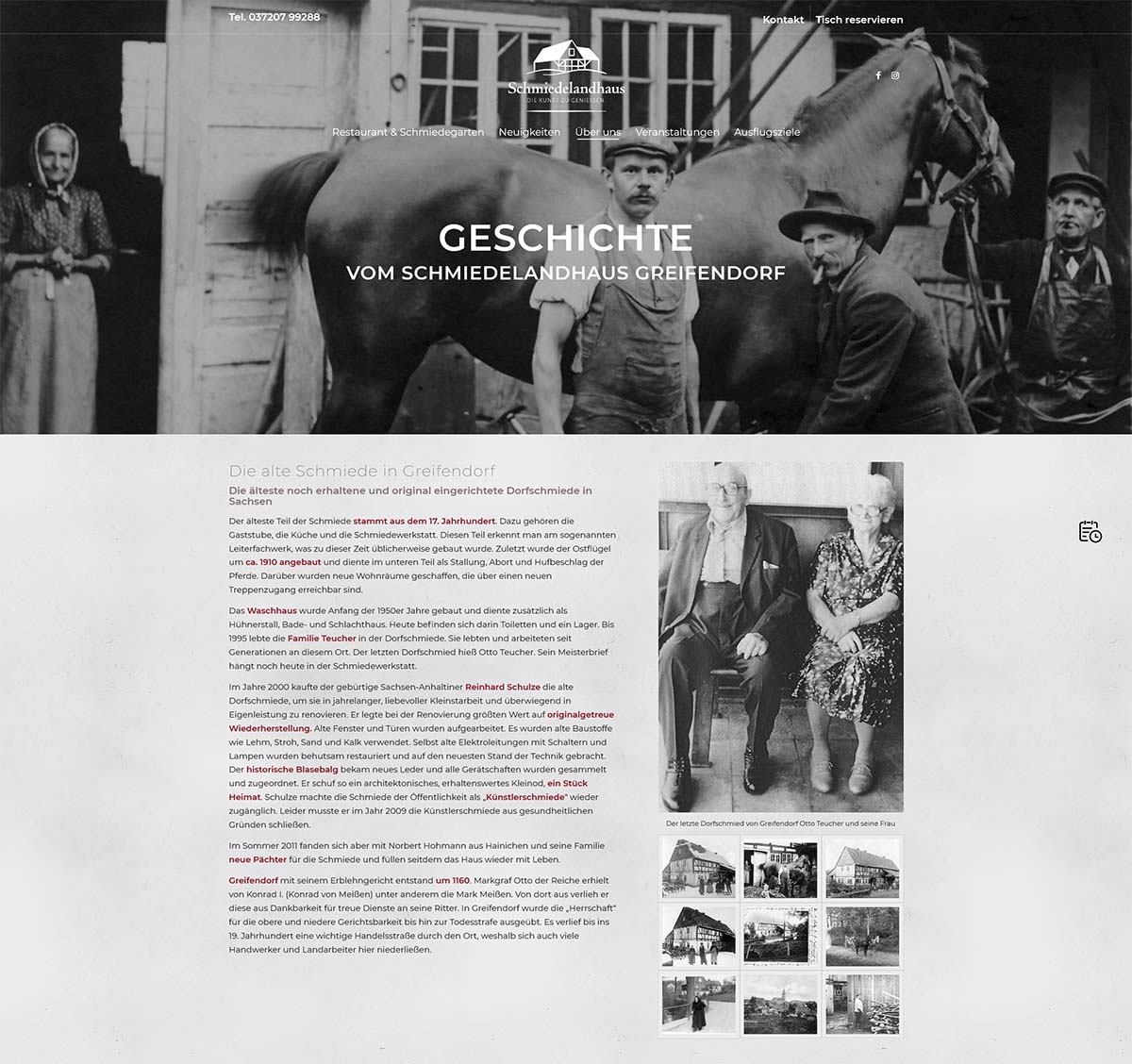 Website für Schmiedelandhaus Greifendorf