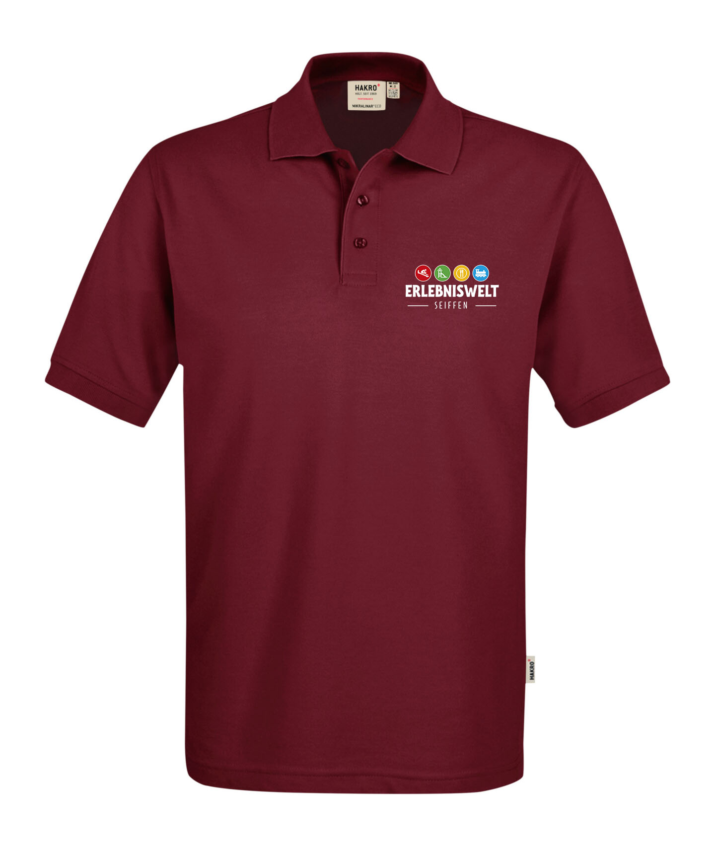 besticktes Poloshirt vorn mit Logo farbig